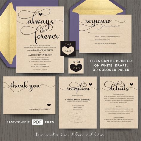 Printable Wedding Invitation Kits