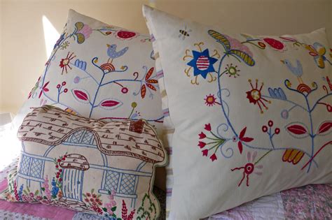 Wallpaper Bedroom Embroidery Interior Cottage Pillow Cushion
