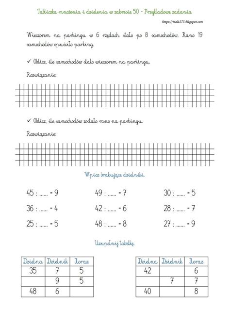 Blog Edukacyjny Dla Dzieci Tabliczka Mno Enia I Dzielenia W Zakresie
