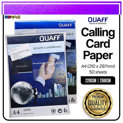 A4 Size Quaff Calling Card Paper Matte Double Sided 220gsm And 250gsm