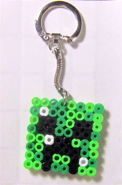Minecraft Inspired Creeper Perler Bead Keychain Or Backpack Clip With