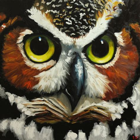 Owl Painting 28 30x30 Inch Original Oil Painting By Roz By Rozart