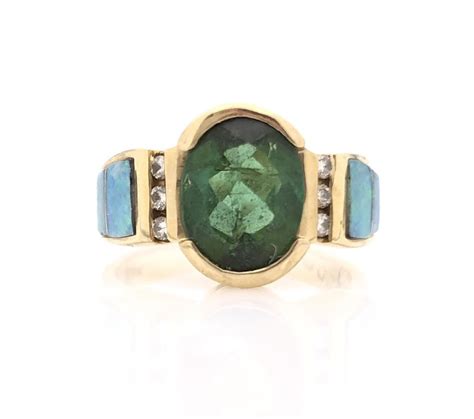 Lot 14k Yellow Gold 186cttw Natural Green Tourmaline Diamond Inlaid