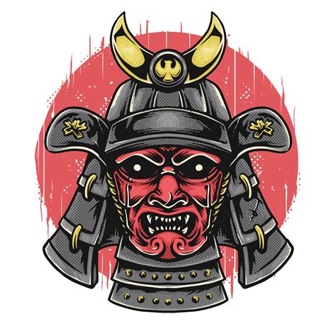Samurai Head With Oni Mask 2013887 Vector Art At Vecteezy