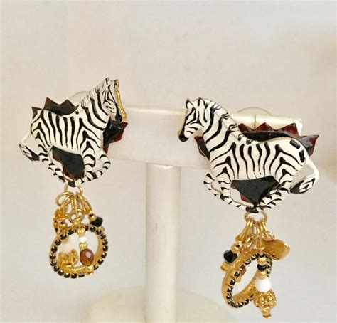 Reserved Latr Lunch At The Ritz Zebra Earrings For Pierced Etsy