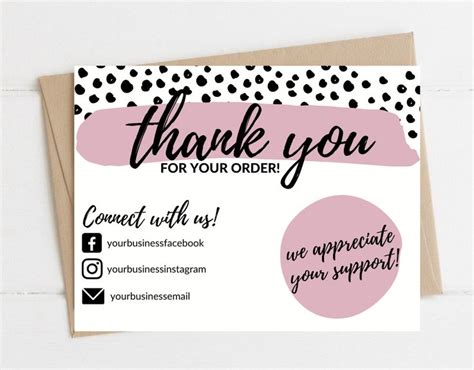 A Thank Card With The Words Thank You For Your Order Written In Black