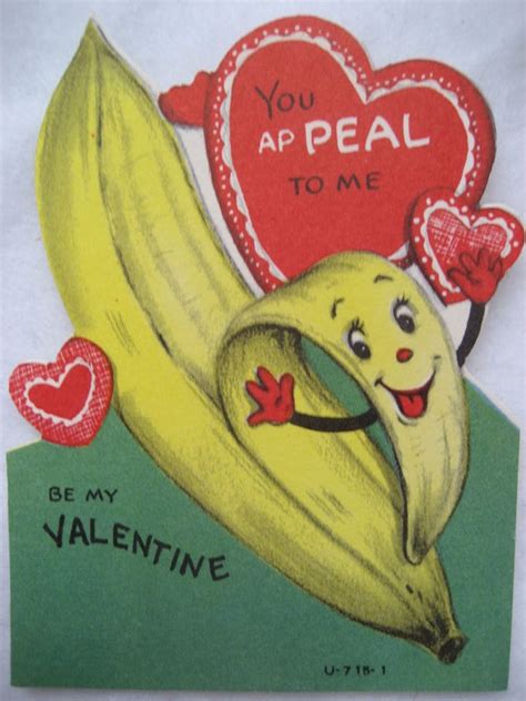Vintage Valentine Card Anthropomorphic Banana Peel You Ap Peal To Me Unused Nos Be My