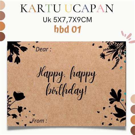 Jual Kartu Ucapan Ulang Tahunhbdultahhappy Birthday Kertas Kraft Uk