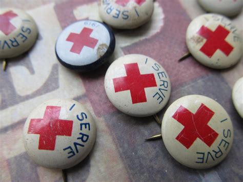1 Vintage Red Cross Pin Etsy
