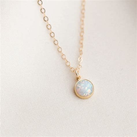 Tiny Opal Necklace Opal Jewelry Necklace Opal Necklace Simple Opal