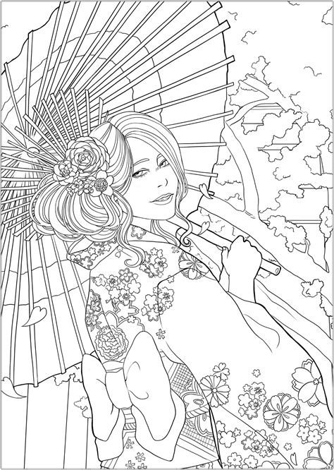 japanese girl in kimono coloring page free printable coloring pages porn sex picture