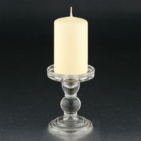 4 5 Clear Pillar Finish Glass Tabletop Candle Holder