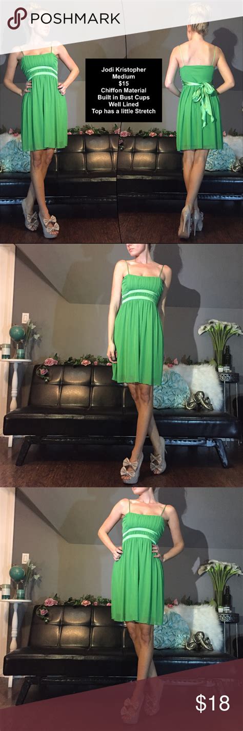 Green Knee Length Jodi Kristopher Bridesmaid Dress Dresses Green