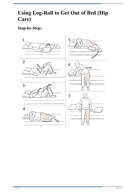 Text Step By Step Using Log Roll To Get Out Of Bed Hip Care