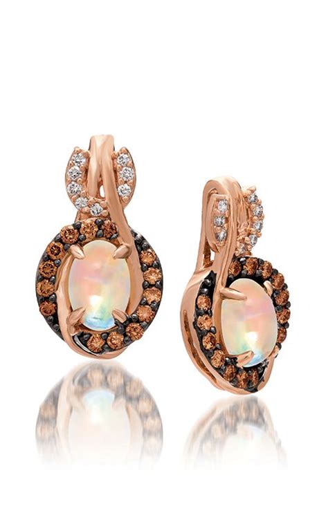 Strawberry Rose Gold Earrings With Chocolate And White Diamonds And