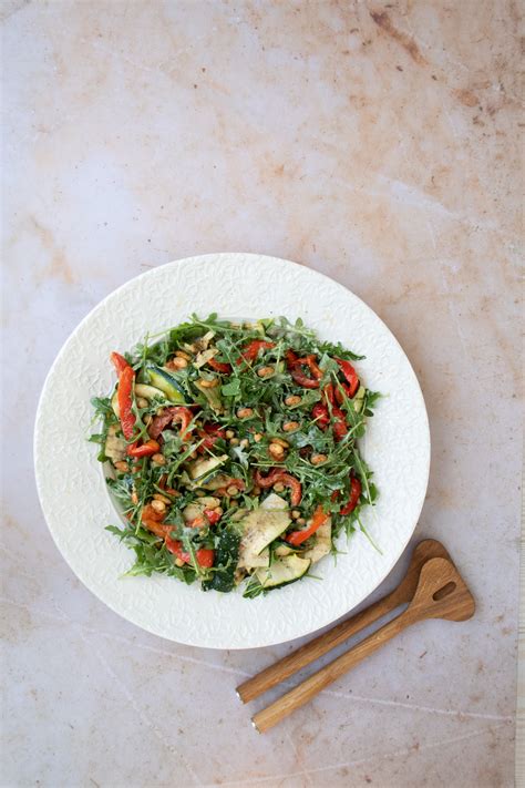 Griddled Vegetable Rocket Salad With Spiced Almonds Nordic Kitchen