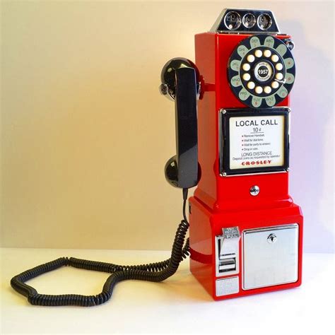 Alphaespace American Crosley 1950s Retro Wall Phone Red Crosley Cr56