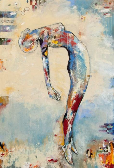 Original Abstract Figure Painting Acrylic On Wood 24x36 Inches