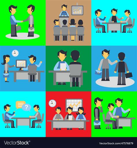 Business People Icon Set In Different Pose Vector Image