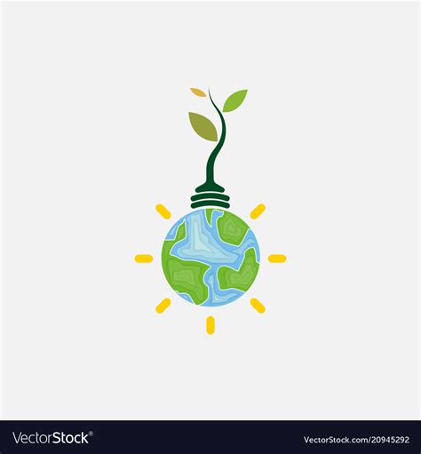 Light Bulb And Tree Iconworld Environment Day Vector Image