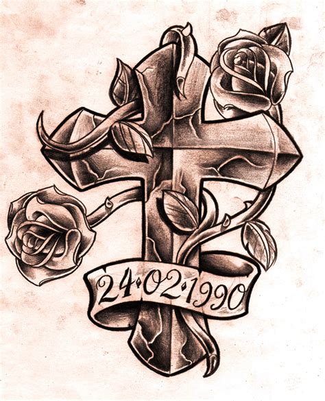 While each is unique, they are similar enough stylistically to create a harmonious look. Example Image For Cross And Roses Tattoo - | TattooMagz ...