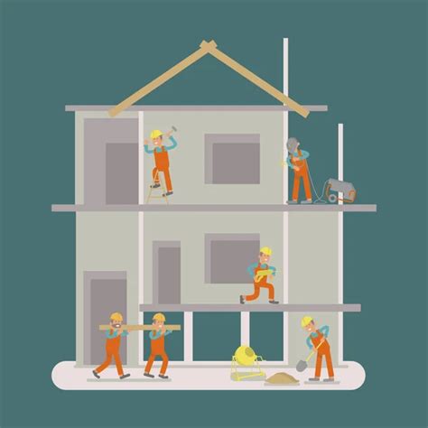 Vector Set Of Construction Workers Isolated Flat Style Design Elements