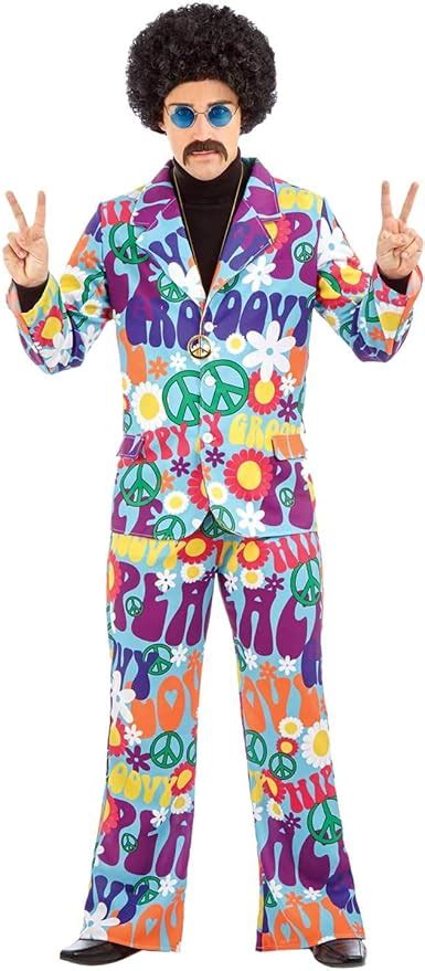 Fun Shack Mens 70s Hippie Costumes Adults 60s Flower Power Hippy Suits