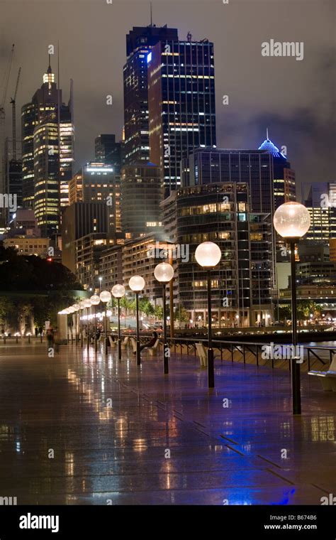 Sydney Skyline At Night Stock Photo Alamy