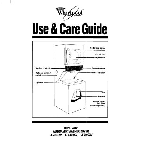 Remove the tub and attach a 1 x 4 stringer to the studs, with the top of the stringer touching the traced line. Whirlpool Washer/Dryer LT5000XV User Guide | ManualsOnline.com