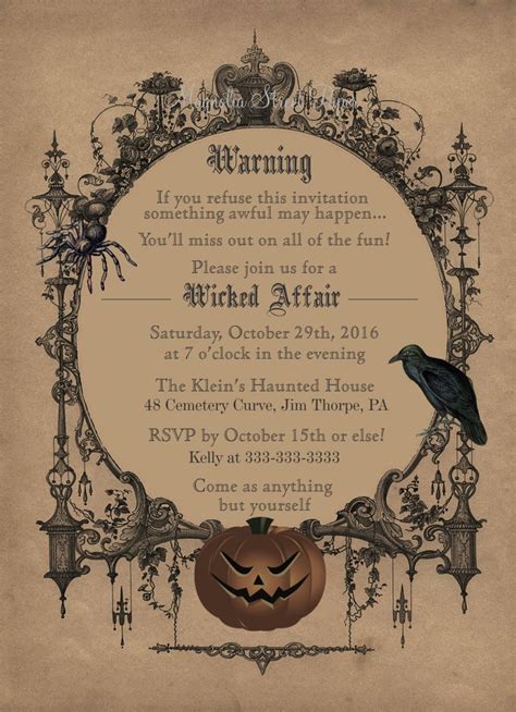 Halloween Invitation Goth Halloween Party Invitation Etsy Halloween Party Dinner Halloween