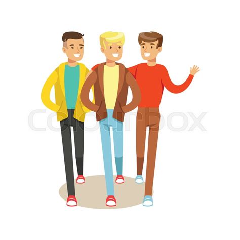 Three Happy Best Friends Going Out Part Of Friendship Illustration