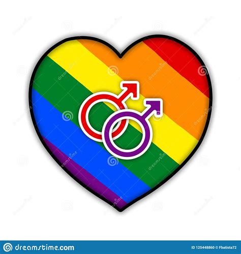 rainbow gay couple pride flag heart symbol of sexual minorities two man stock illustration