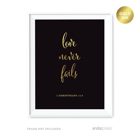 Love Never Fails 1 Corinthians 138 Black And Metallic Gold Bible