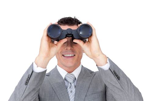 Businessman Looking Through Binoculars Stock Image Image Of Binocular
