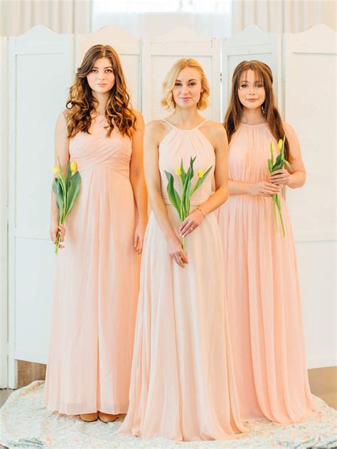 Pale Peach Bridesmaid Dresses