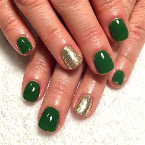 Green And Gold Gel Nails See This Instagram Photo By Nails Bynat St