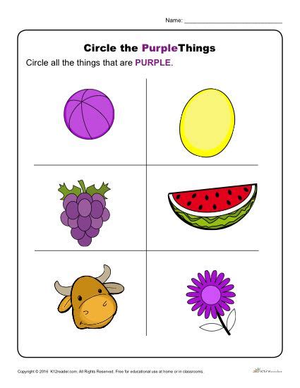 Circle The Purple Things Preschool Color Worksheets