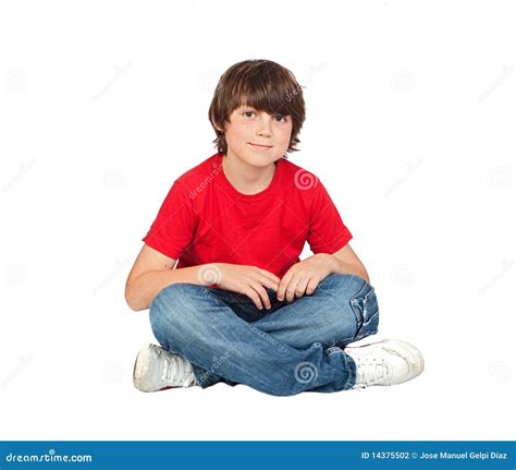 Adorable Child Sitting On The Floor Stock Photo Image Of Happiness