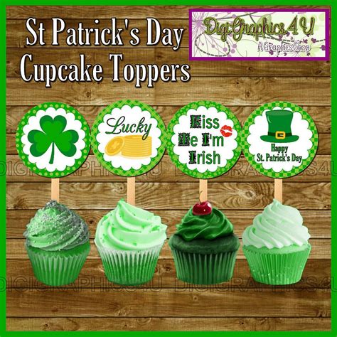 St Patricks Day Cupcake Toppers Inch Printable Digital File Party