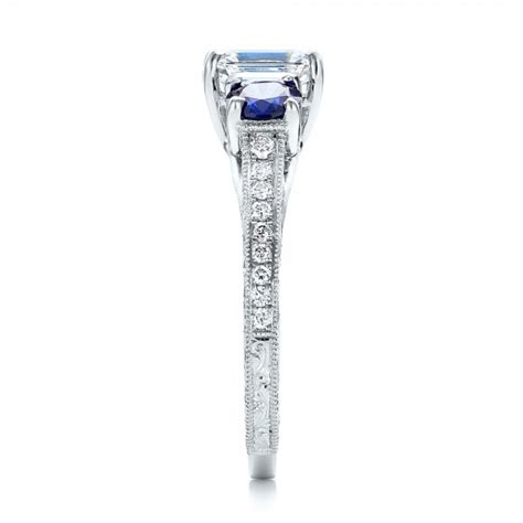 This cut makes the stone less brilliant but gives the stone a lot of depth and drama as the light and dark parts of the facets play off each other. Custom Emerald Cut Diamond and Blue Sapphire Engagement ...