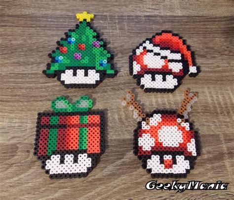 Christmas Ornamentsuper Mario Mushroom Mashup Sprites Perler Beads
