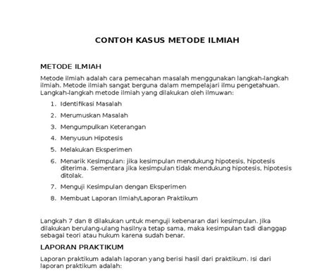 Contoh Pemecahan Masalah Dengan Metode Ilmiah