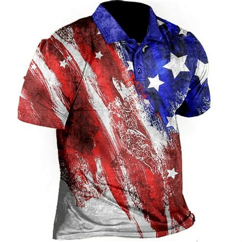 Golf Shirts For Men Mens Patriotic Performance Independence Day