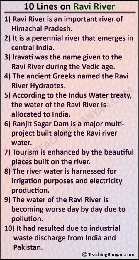 10 Lines On Ravi River