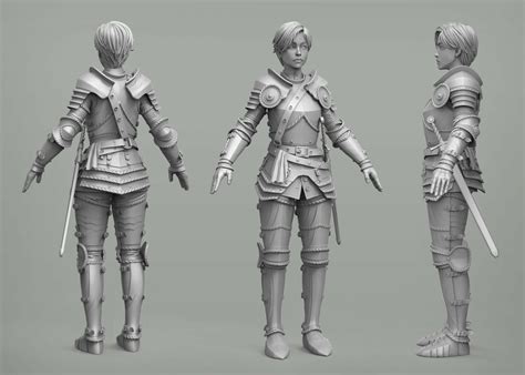 Female Armored Knight Zbrushcentral