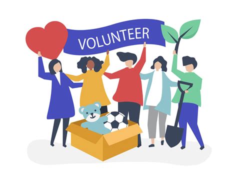 people volunteering and donating money and items to a charitable cause download free vectors