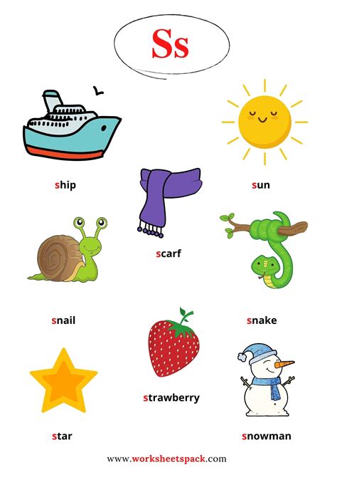 Words Start With The Letter S Free Printable Free Kindergarten