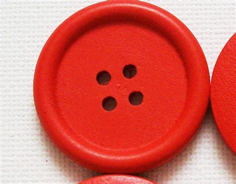 4 Big Red Wood Buttons Large Wooden Buttons 30mm Sewing Knitting