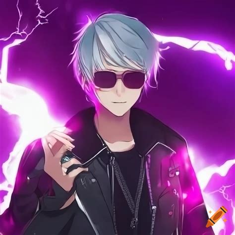 Anime Male White Short Hair Sunglasses Handsome Modern Clothes