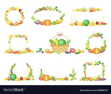 Bright Vegetable Frame With Ripe And Fresh Vector Image
